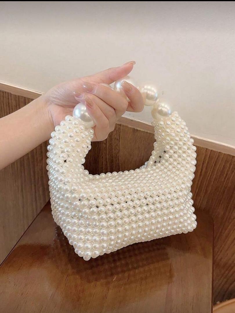Pearl Beaded Mini Top Handle Handbag