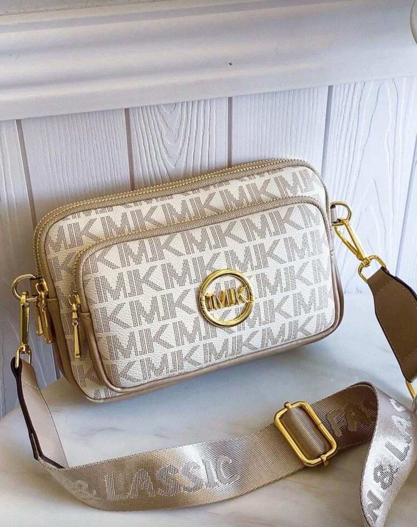 Monogram Double-Zip Crossbody Shoulder Bag
